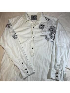 Calvin Klein shirt size M half button up embroidered Floral